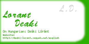 lorant deaki business card